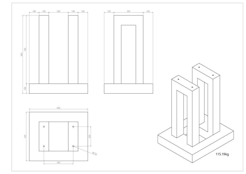 AC and DC stand concrete foundation base