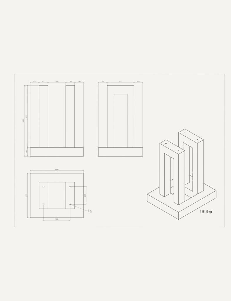AC and DC stand concrete foundation base